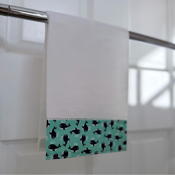 C. S. Linens Other - NEW 2 Linen Cotton Hand Towels - Whale Print